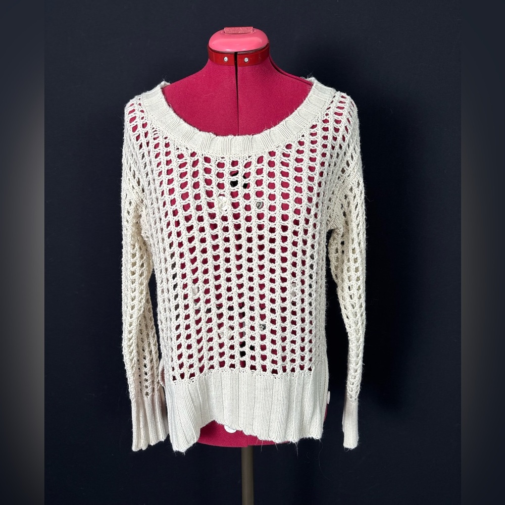 Cream Open-Knit Women's Sweater